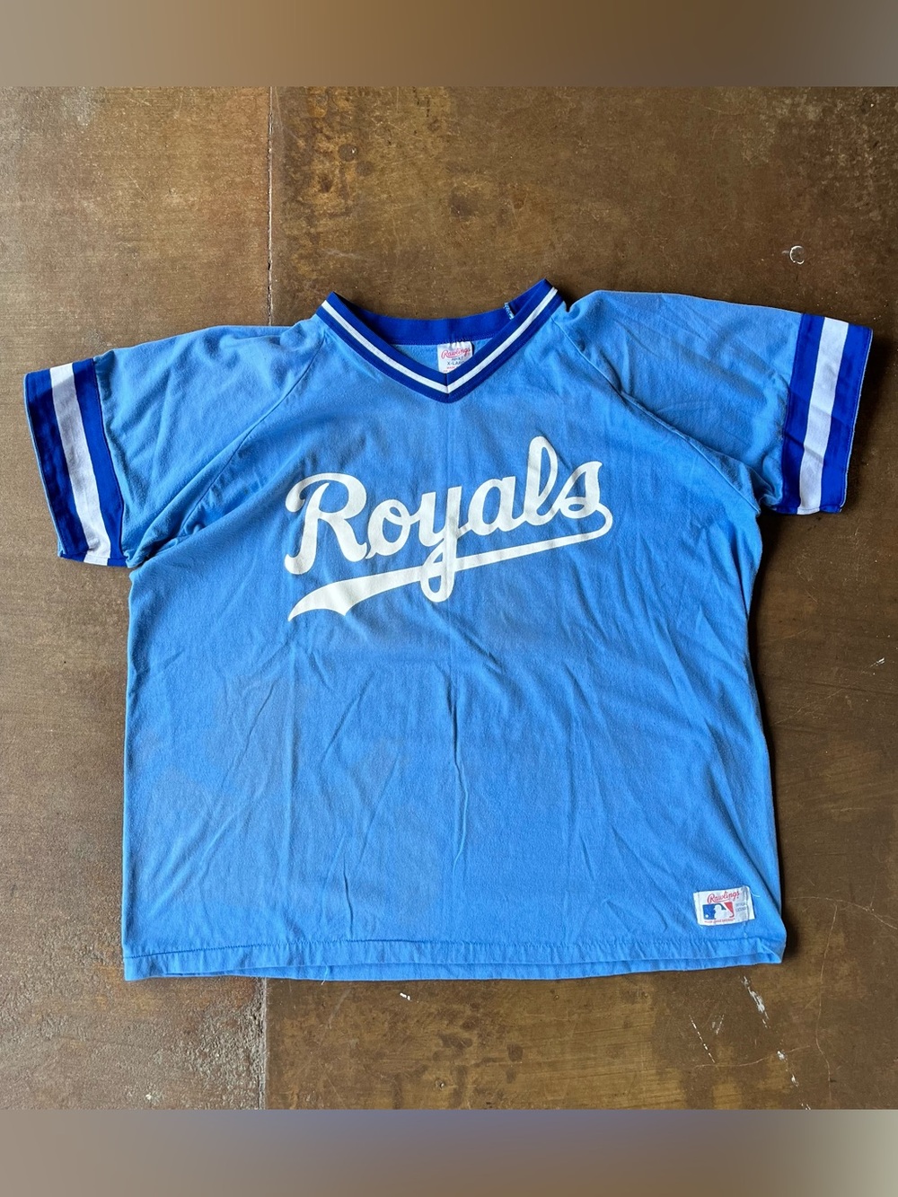 Vintage 80s Kansas City Royals USA Made Jersey T-Shirt XL Baseball Royster MLB